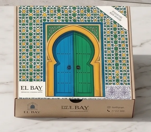 El Bay gift box with a Tunisian door illustration