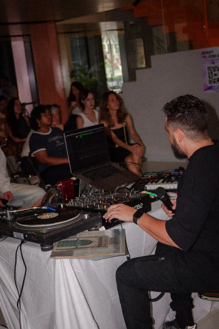 Students watching Semir Lajmi at the turntables
