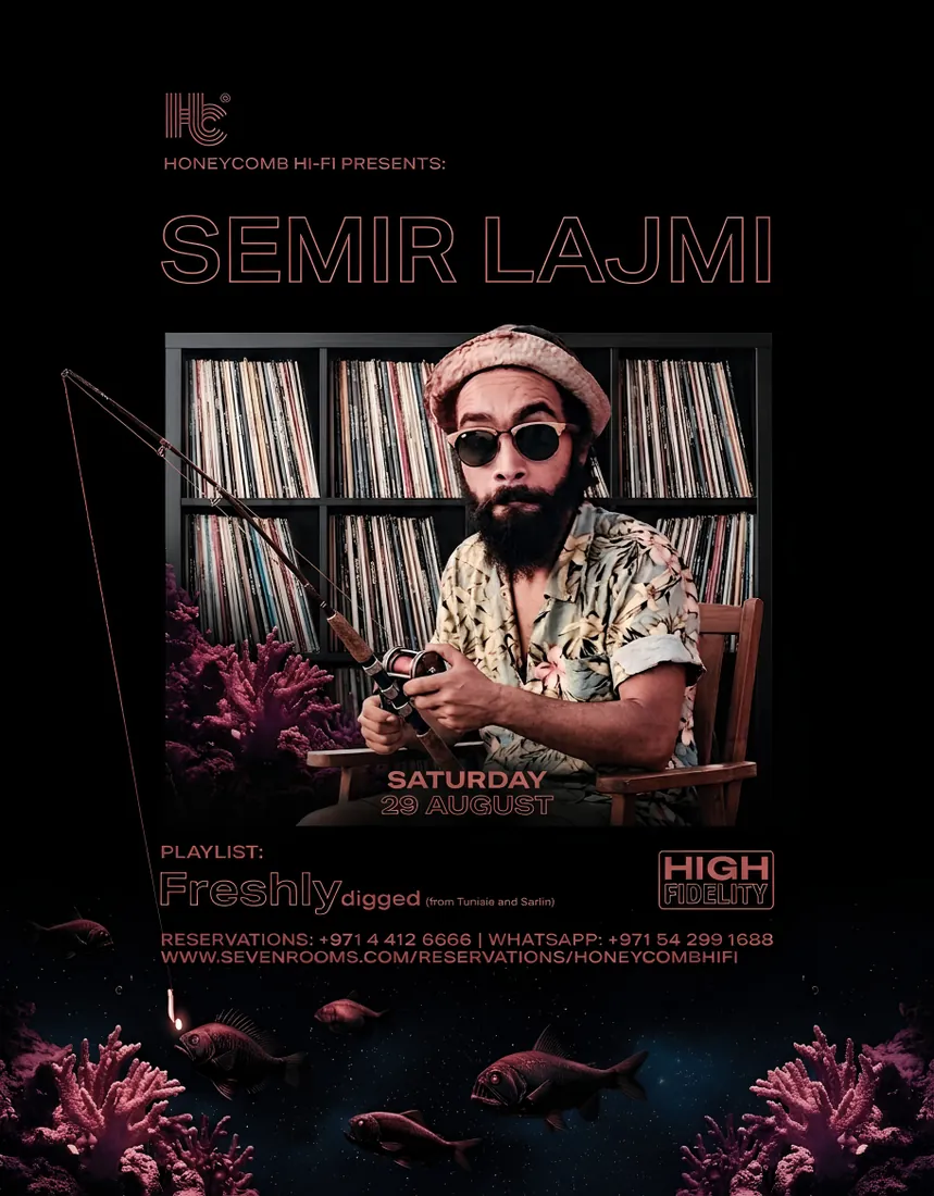 Honeycomb Hi-Fi presents Semir Lajmi, poster with a record library