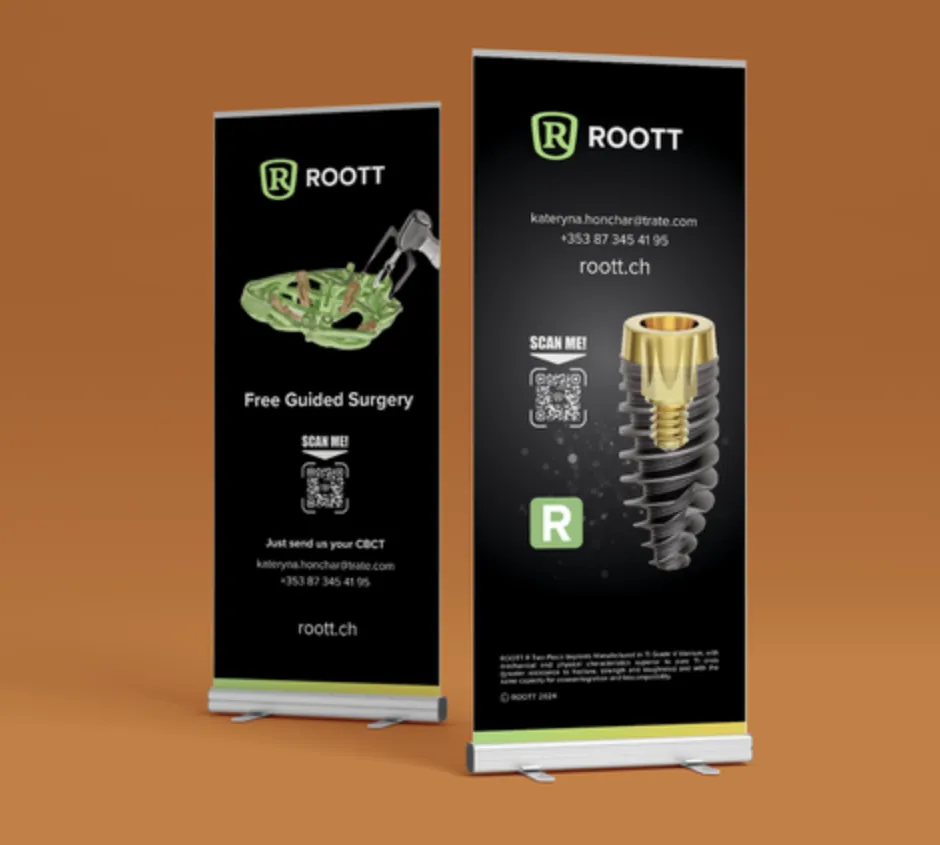 Two ROOTT roll-up banners