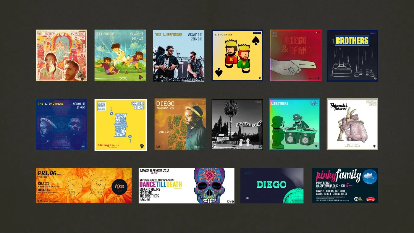 Second collage of gig posters from Tunisia